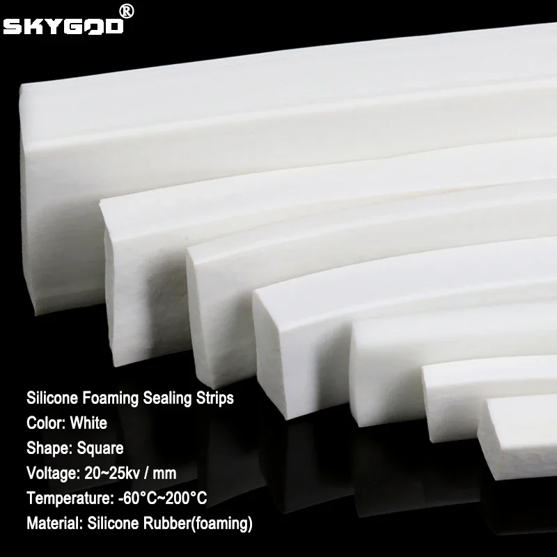 

1~30m Silicone Foamed Sealing Strips Square White Trim Seal Silicon Rubber Doors Windows Gasket Silicone Sponge Strip