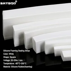 1~30m Silicone Foamed Sealing Strips Square White Trim Seal Silicon Rubber Doors Windows Gasket Silicone Sponge Strip