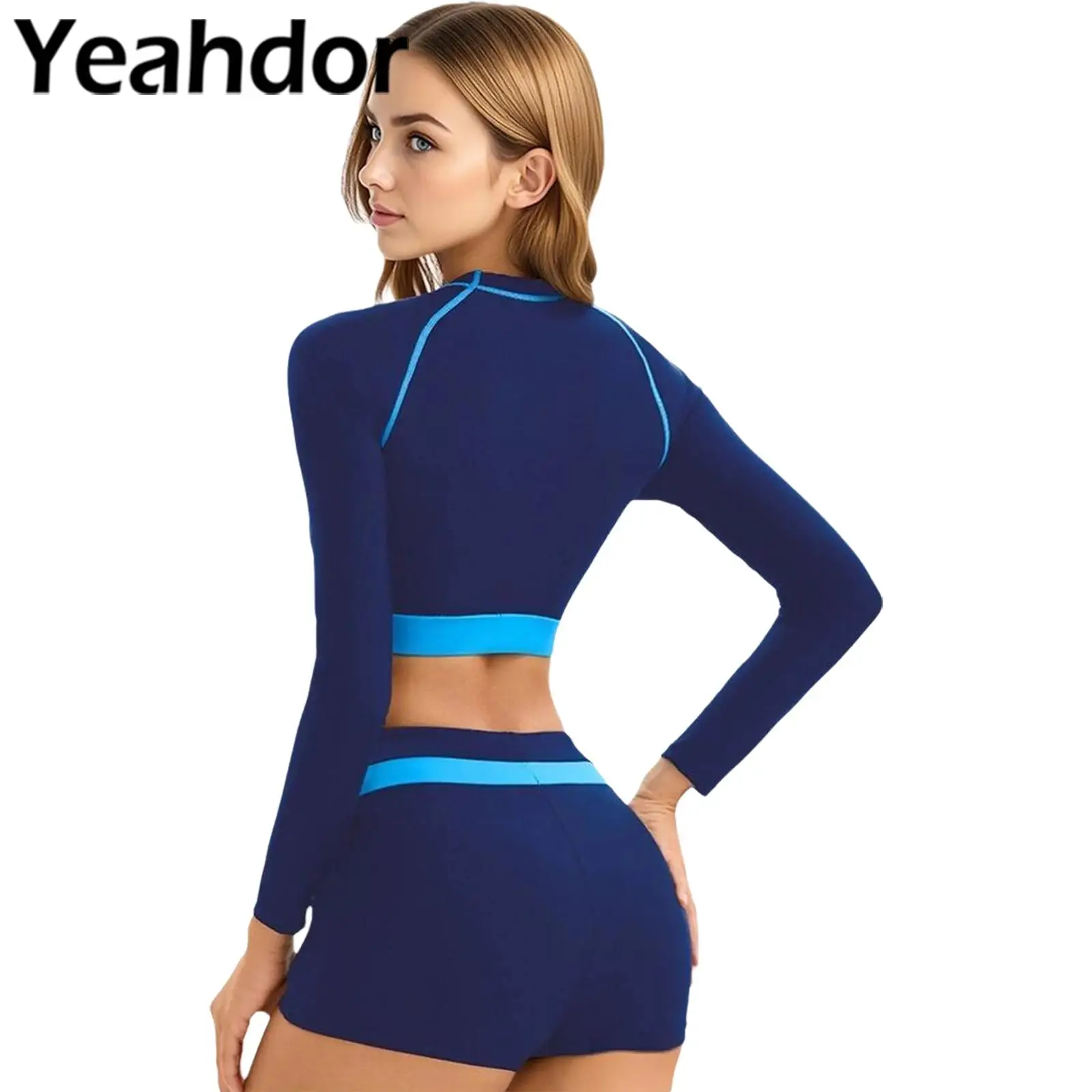 

Женский раздельный купальник из 2-х частей: консервативный, спортивный, с защитой от солнца, с длинным рукавом, укороченный топ и шорты, со встроенными чашечками