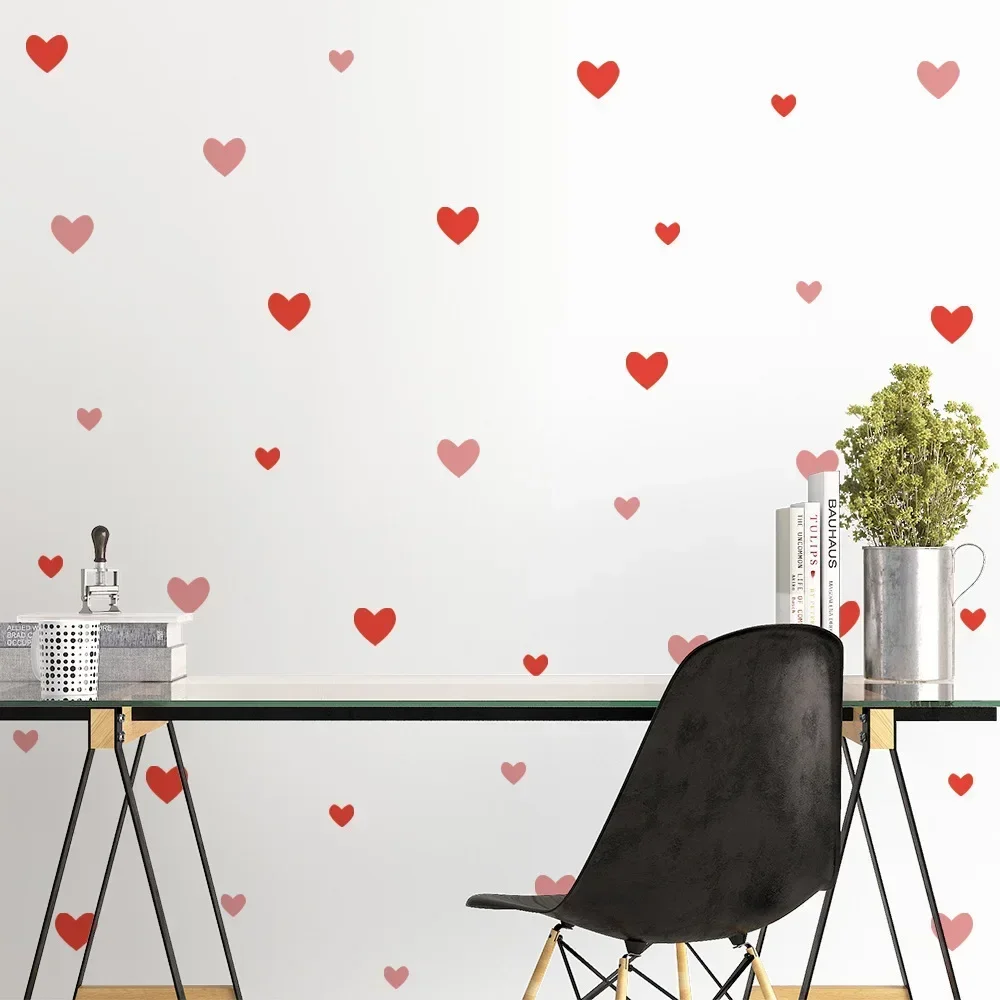 Red Love Wallpaper Festival Wall Sticker Switch Sticker Children's Room Bedroom Beautification Decoration Self Adhesive Sticker