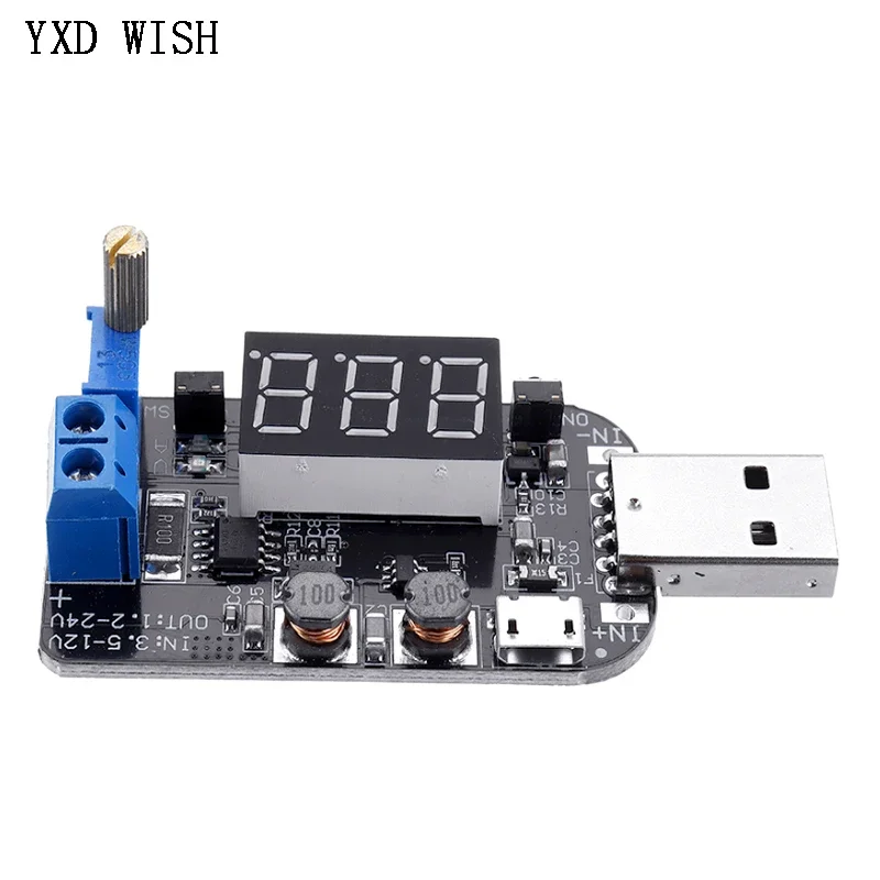 DC-DC Adjustable Buck Boost Power Supply Regulator Module 5V To 3.3V 9V 12V 18V 24V With Current And Voltage LED Display Module