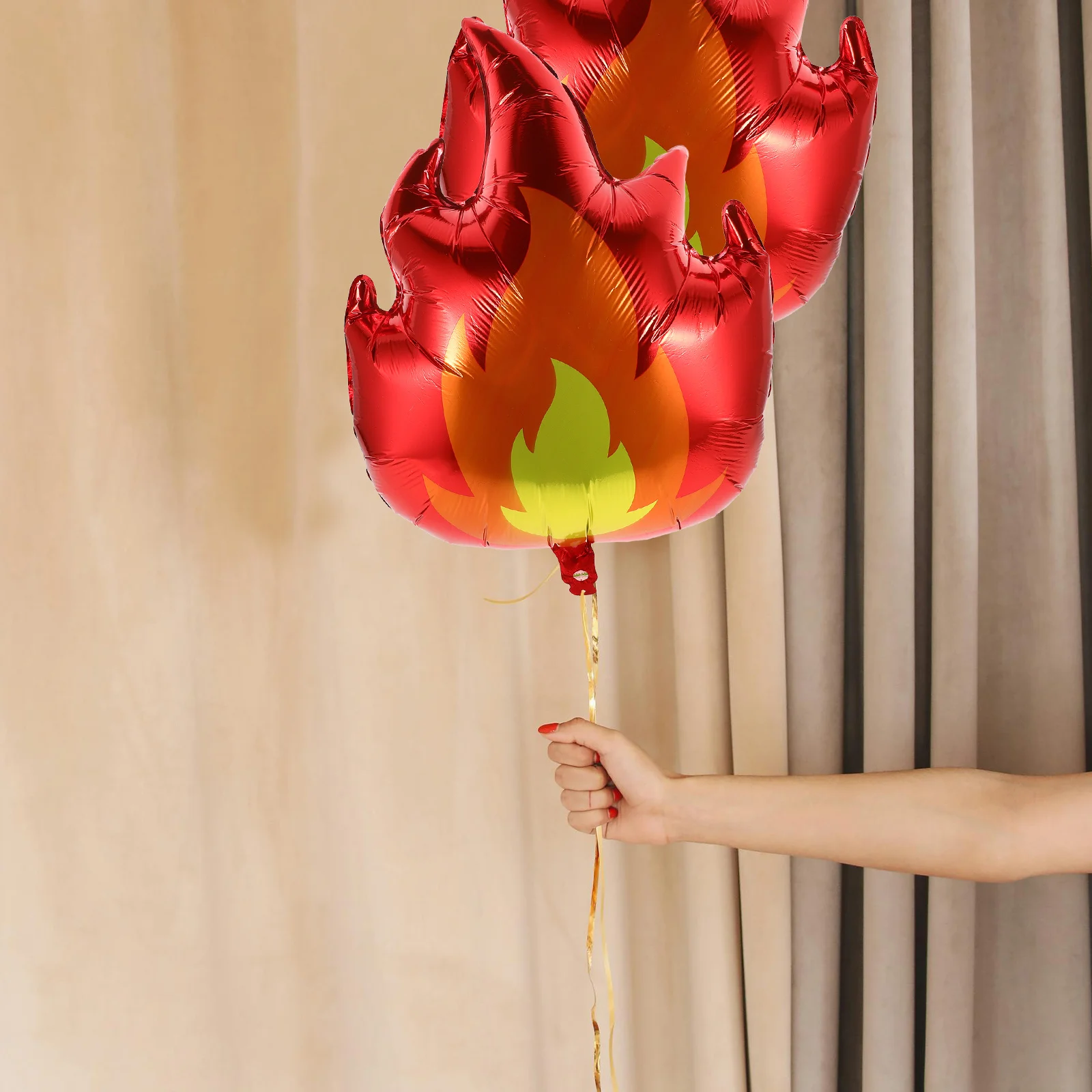 

6pcs Flame Balloon Set Red Bulk Firemen Party Decorations Sports Themed Celebration Birthday Large Balloons Aluminum Foil