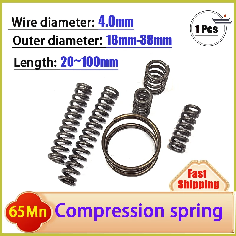 65Mn Wire Diameter 4.0mm Strong Spring Steel Pressure Compression Spring Customizable Outer Diameter:18-38mm Length:20-100mm