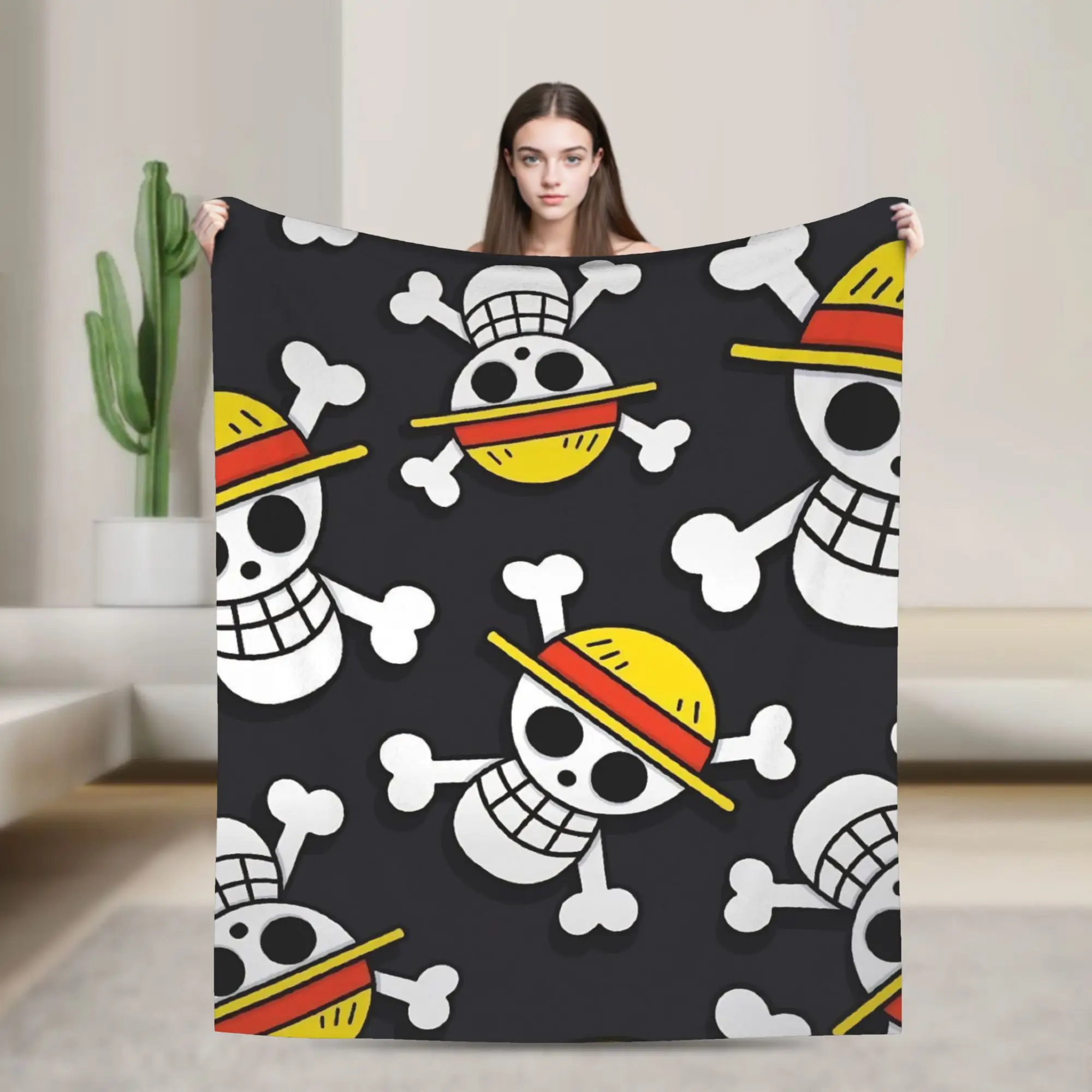 Luffys Blanket Fleece Decoration   Multifunction Super Soft Throw Blanket for Bed Travel Bedding Throws