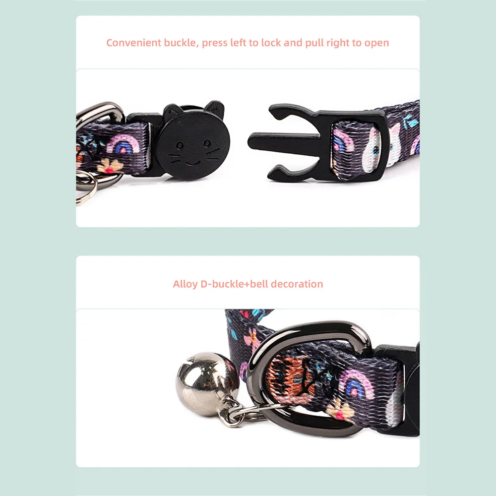 Cat Collar Adjustable with bells Ins Design Comfortable Safety Buckle Anti-choking fashion Ethnic Jacquard Cat Pet Supplies