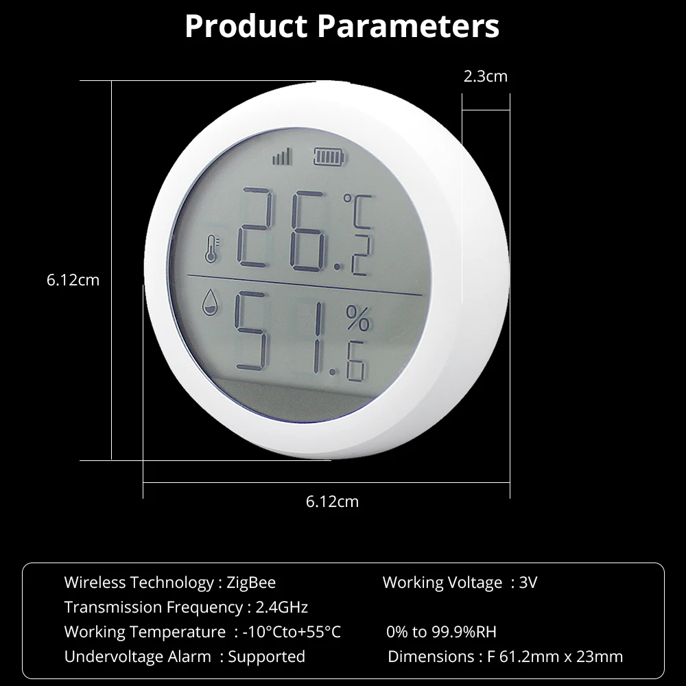Tuya ZigBee Smart Home Temperatur-und Feuchtigkeit sensor mit LED-Bildschirm funktioniert mit Google Assistant und Tuya ZigBee Hub