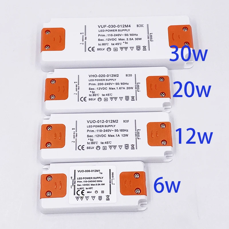 AC220V Tot DC12V Slim LED Power Supply 6W 12W 20W 30W  AC100V-240V Constant Voltage Strip Light Transformer LED Driver 12v Power