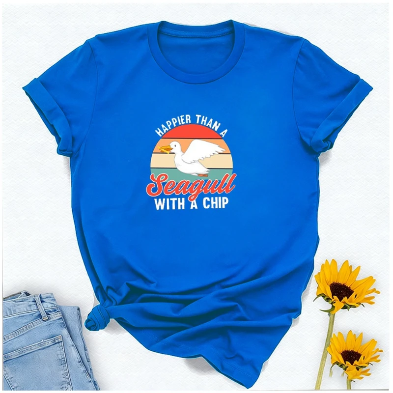 Seagull Retirement Gifts for Coworker Be Happy Tshirt Beach Tank Tops Outdoor Sweatshirt Bird Lover Tee Retiring Nurse Gifts