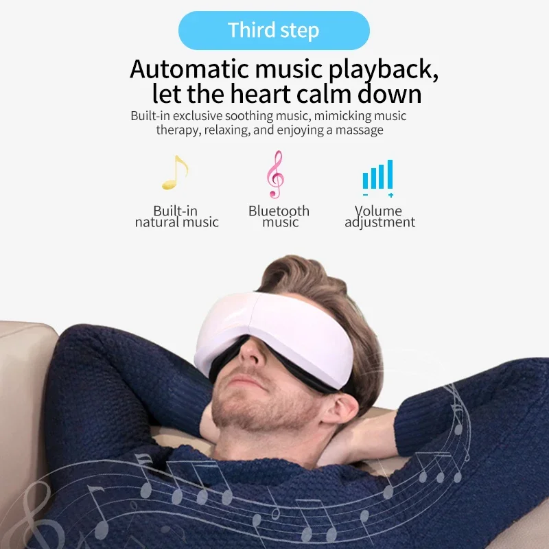 Smart Foldable Eye Massager Rechargeable Bluetooth Eye Mask Vibration Massage Relieve Fatigue Portable Eye Relax Care Device
