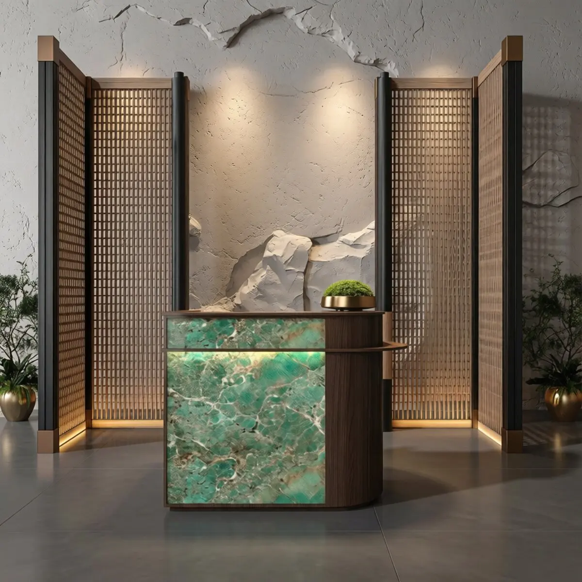 Company Training Organization Sales Department Information Desk checkout page Hotel Slate Bar Marble Front Desk Reception Desk
