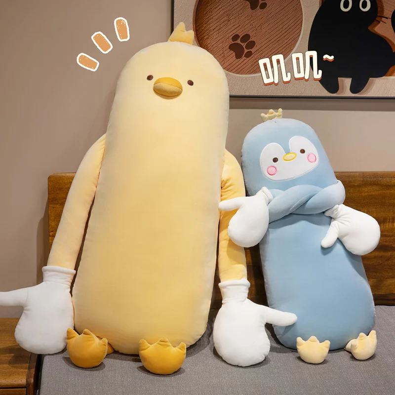 

85-115cm Long Penguin/Chick Pillow Stuffed Soft Cartoon Animal Duck Bolster Plushie Sleeping Leg Support Peluche Birthday Gift