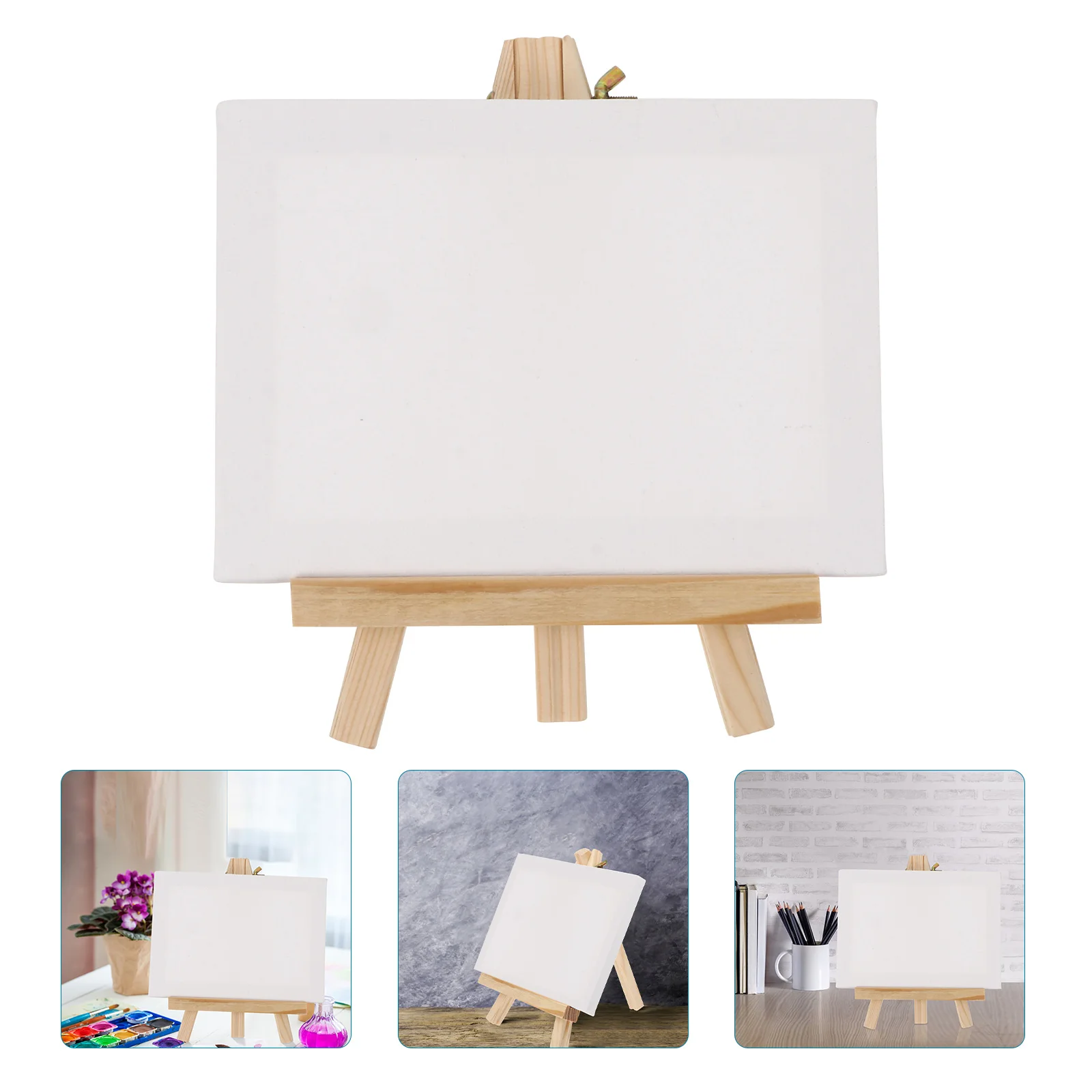 

1 Set Wooden Mini Easel For Kids Students Painting Frame Display Stand Foldable Art Classroom Party Canvas Set Small Drawing