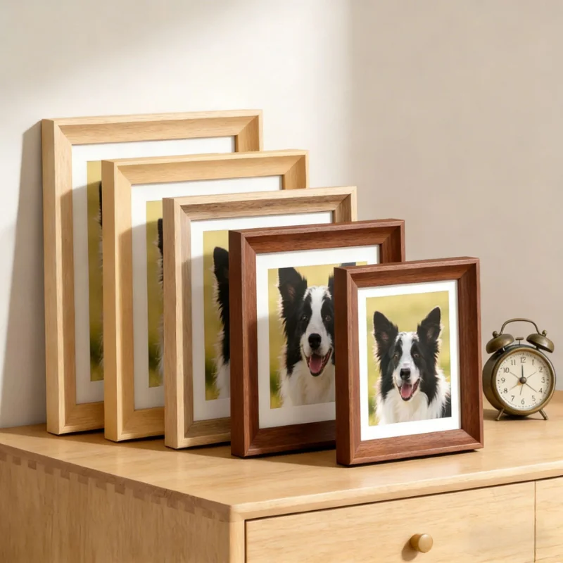Six Inch Wooden Photo Frame Household Magnetic Fridge Sticker Pet Picture Wall Memorial Display Decoration Frame Magnet Fridge