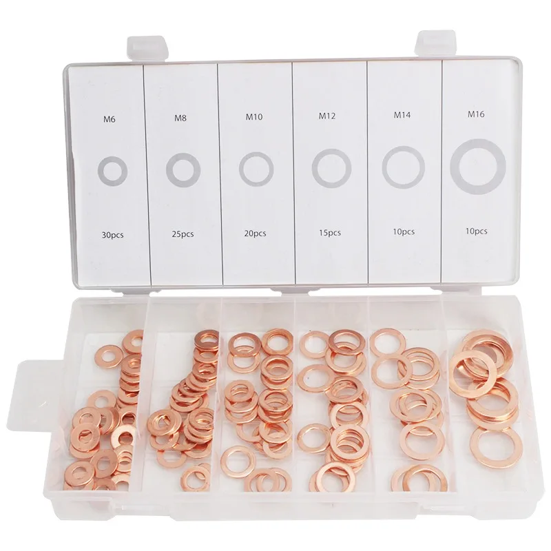 

110-Piece set of copper gasket gasket sealing copper flat gasket, sealing ring