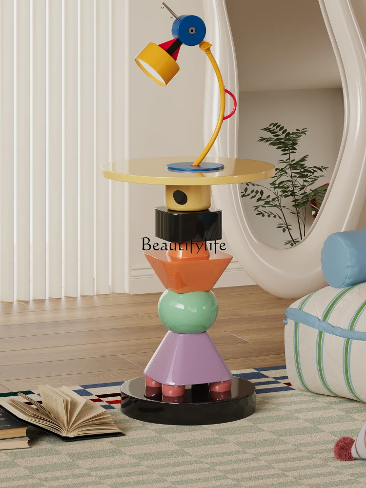 Modern niche design contrasting colors ins wind edge few household living room sofa corner few movable small round table