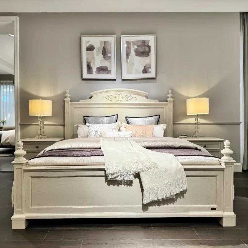 

Beige Decoration Double Bed Design Minimalist Japanese King Size Double Bed Pliable Modern Cama Matrimonial Home Furniture