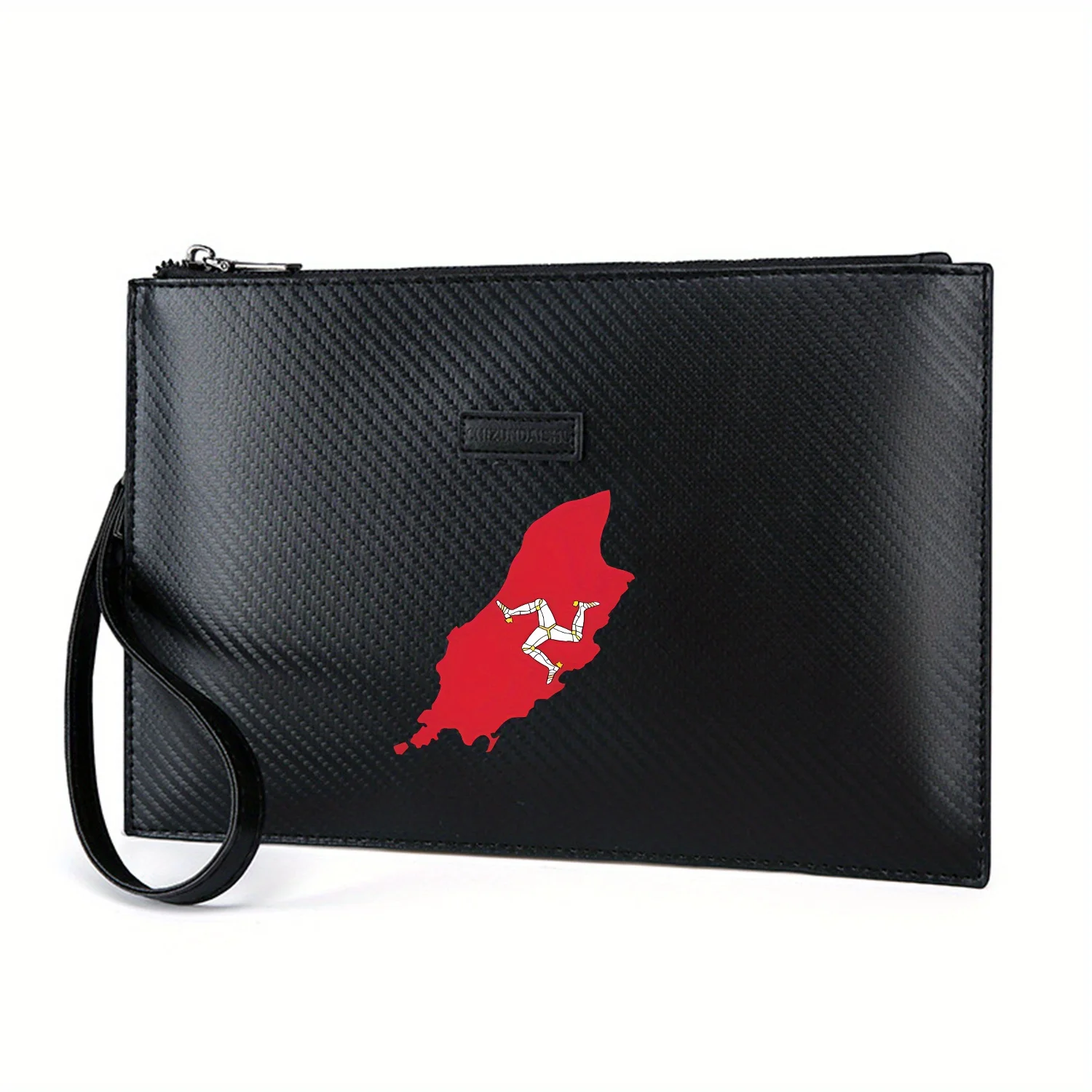 Red island with three running legs Elegant Printed PU Men's Handbag Fashionable and Practical for Everyday Carry