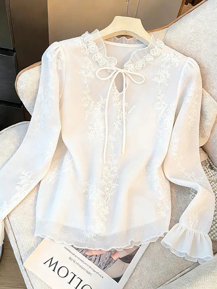 

Французский женский топ-блузка с длинным рукавом, свободного кроя, повседневный, новый дизайн, для работы, учебы и путешествий