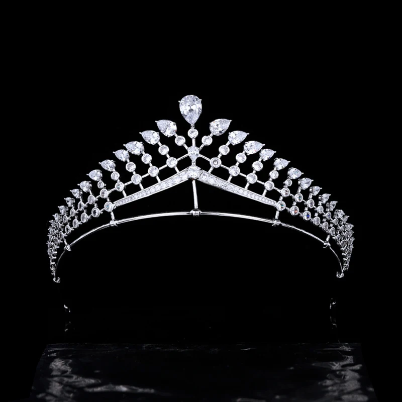 Himstory Eman Jordan Princess Tiaras Bride Wedding Zircon Hair Crown Girls Simple Queen Headpiece Accessories