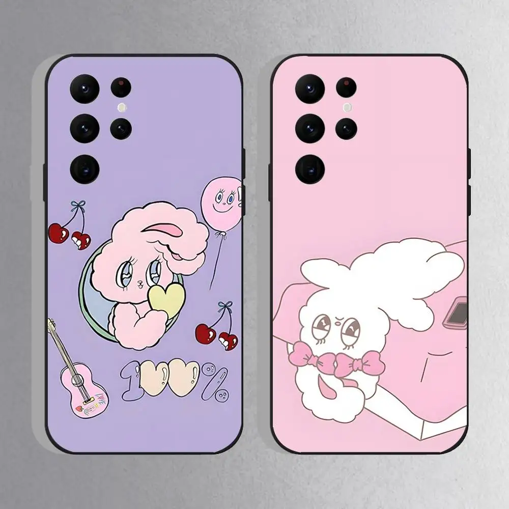 

Esther Bunny Rabbit Phone Case For Samsung S25,S24 Ultra,S20,S30 plus,S22 Plus,S23,Ultra 5G Silicone Black Shell