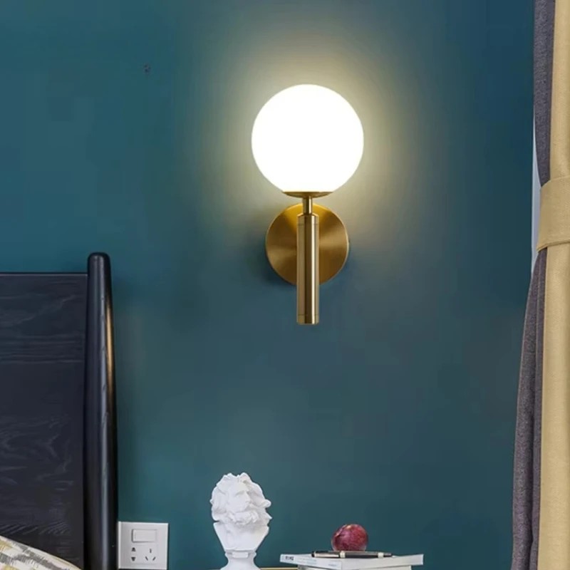 

New retro design decorative glass, night house reading bedside wall lamp