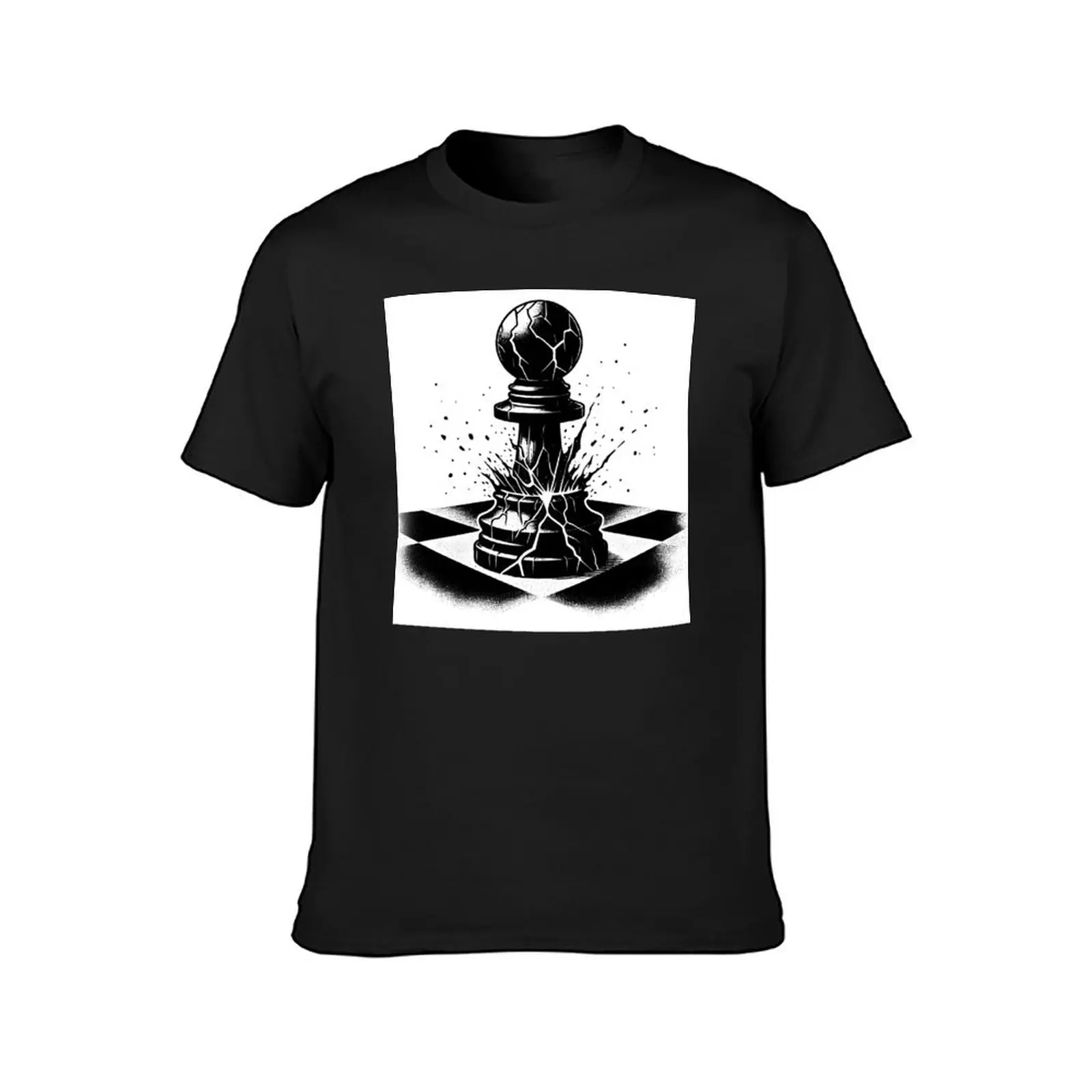 Pawn in burnout, exploding on chessboard T-Shirt customizeds Blouse summer clothes kawaii clothes mens t shirts