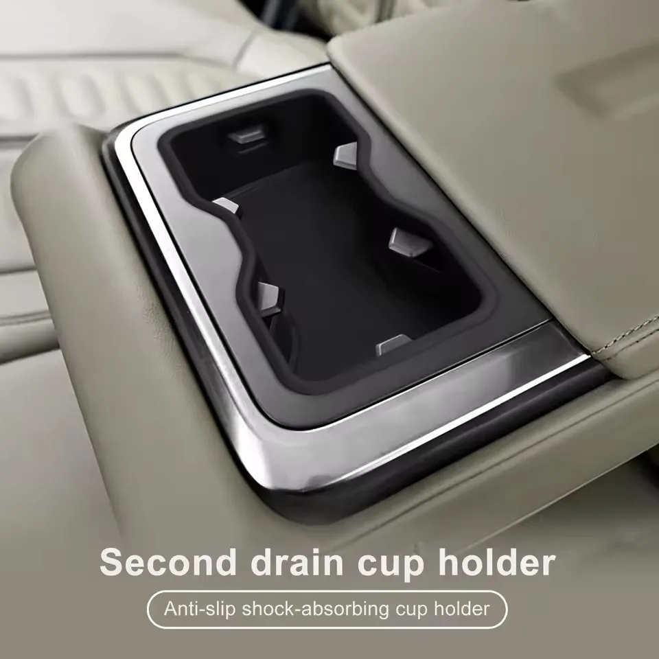 for RIVIAN R1T R1S Second Row Cup Holder Storage Box Shock-Absorbing Central Armrest Cup Tray Car Interior Accessories