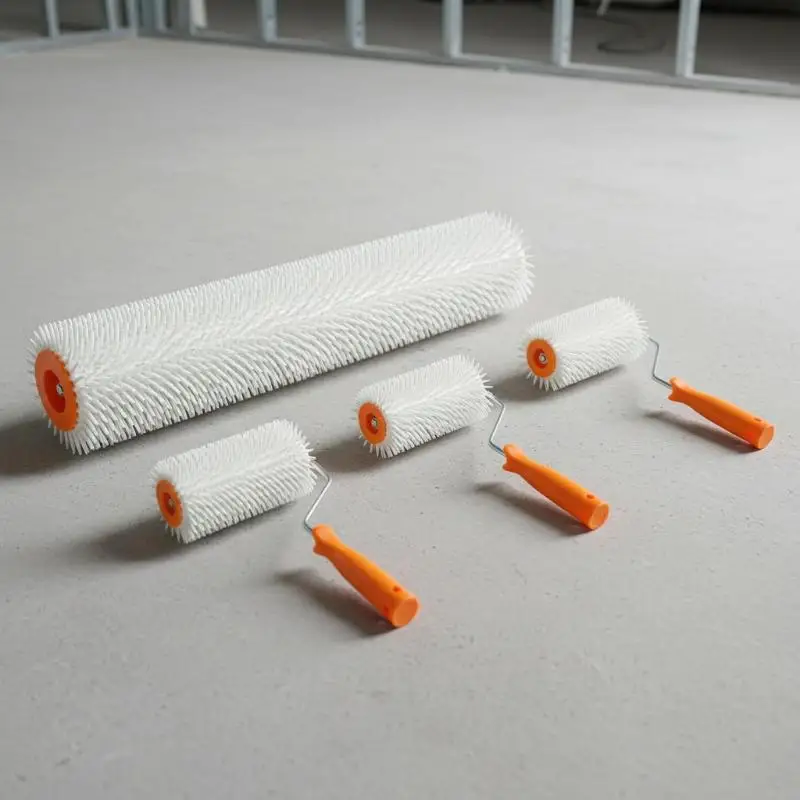 @*1PC 10/16/24CM DefoamingDrumBrush Spike Roller Latex Floor Self Compound Roller Leveling Screed Spiked Roller Paint Brush Roll