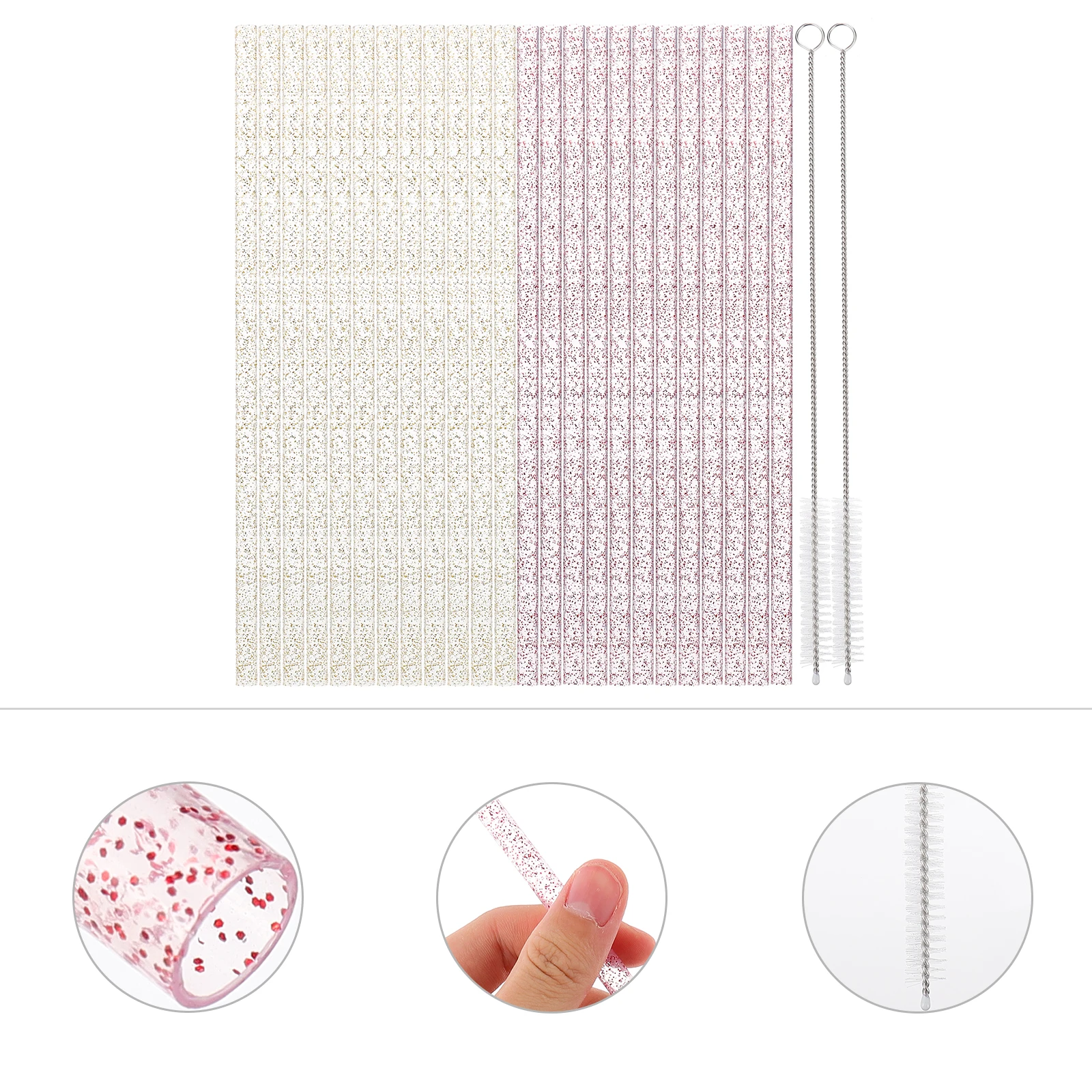 

24pcs Shimmering Plastic Recyclable Drinking Straws For Party Home Office Restaurant Use Multipurpose Heatproof Straws Kitchen