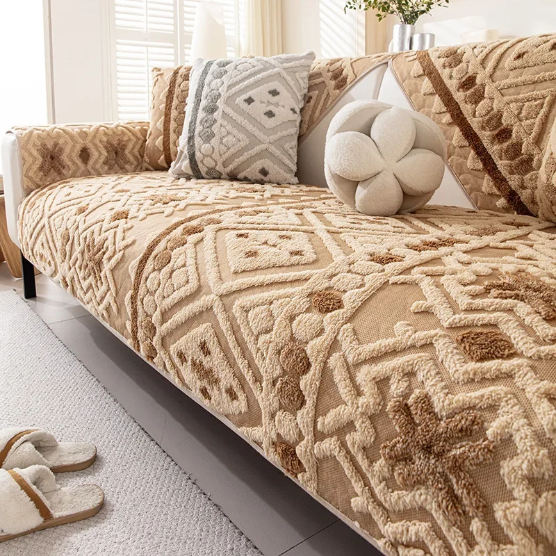 2026 New Cotton Lint Sofa Cushion Livingroom One Piece Non-slip Four-season Universal Sofa Cover Warm Light Luxury High Quality
