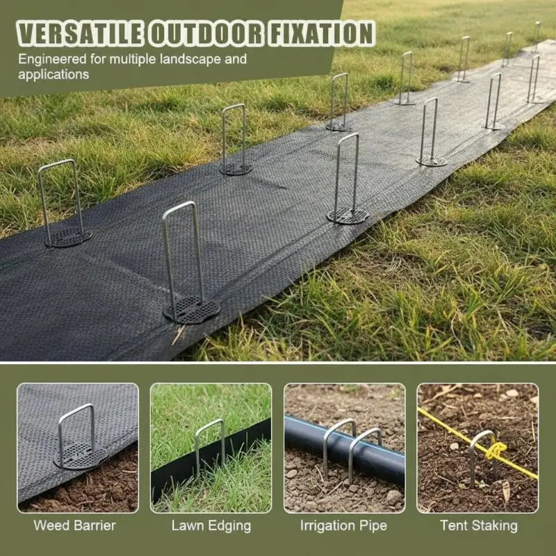 Multifunctional U Type Sod Pins Durable Turf Staples Garden Ground Nails for Fixing Fence Hose Outdoor Gardening Projects
