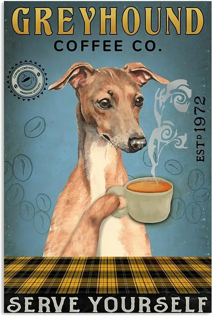 Metal Sign Coffee Company Greyhound Sign Vintage Funny Sign Retro Tin Signs For Home Farm Garden Bar Bathroom Kitchen