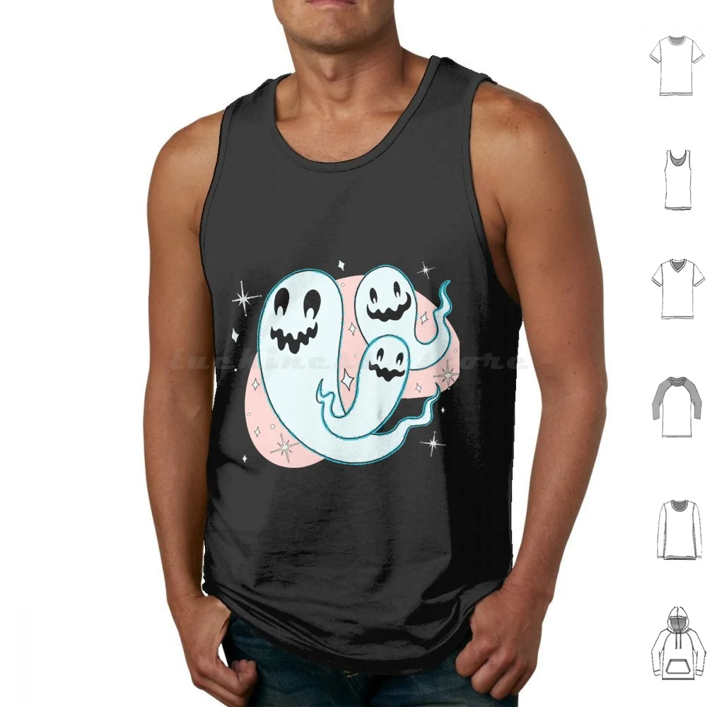 Cute Modern Ghosts Pink Tank Tops Vest Sleeveless Halloween Boo Creepy Cute Ghost Cute Ghosts Ghost Ghosts Haunted Haunted