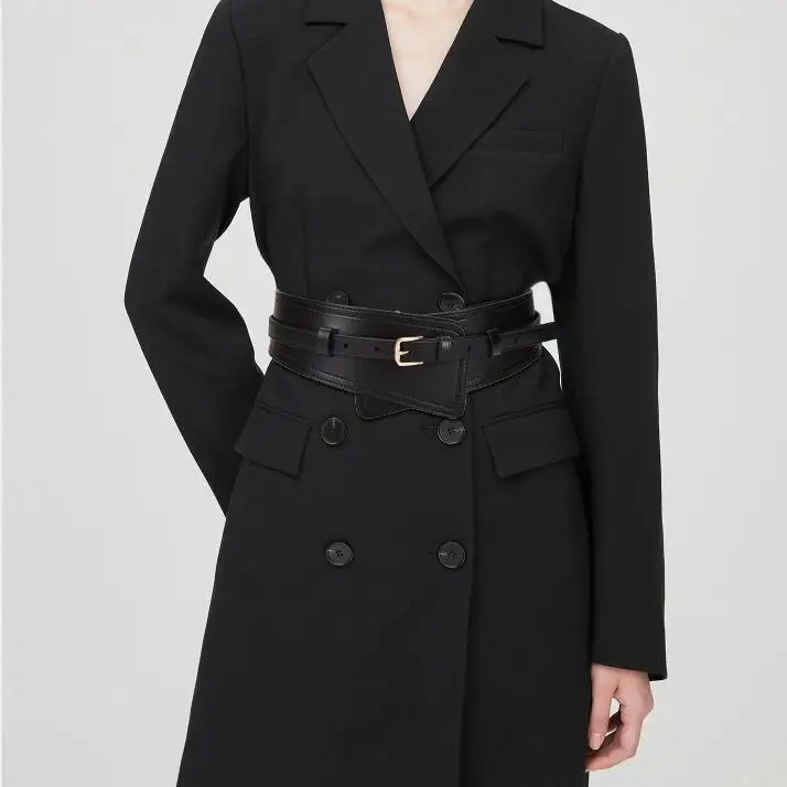 Gaun Wanita Cummerbunds Kulit Asli Antik Fashion Runway Wanita Korset Ikat Pinggang Dekorasi Sabuk Lebar R1348