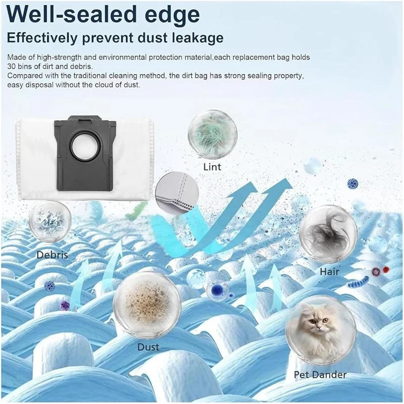N09R-9PCS Dust Bag Replacement Set For Dreame D10 Plus Gen 2/RLD32GD Robot Vacuum Accessories