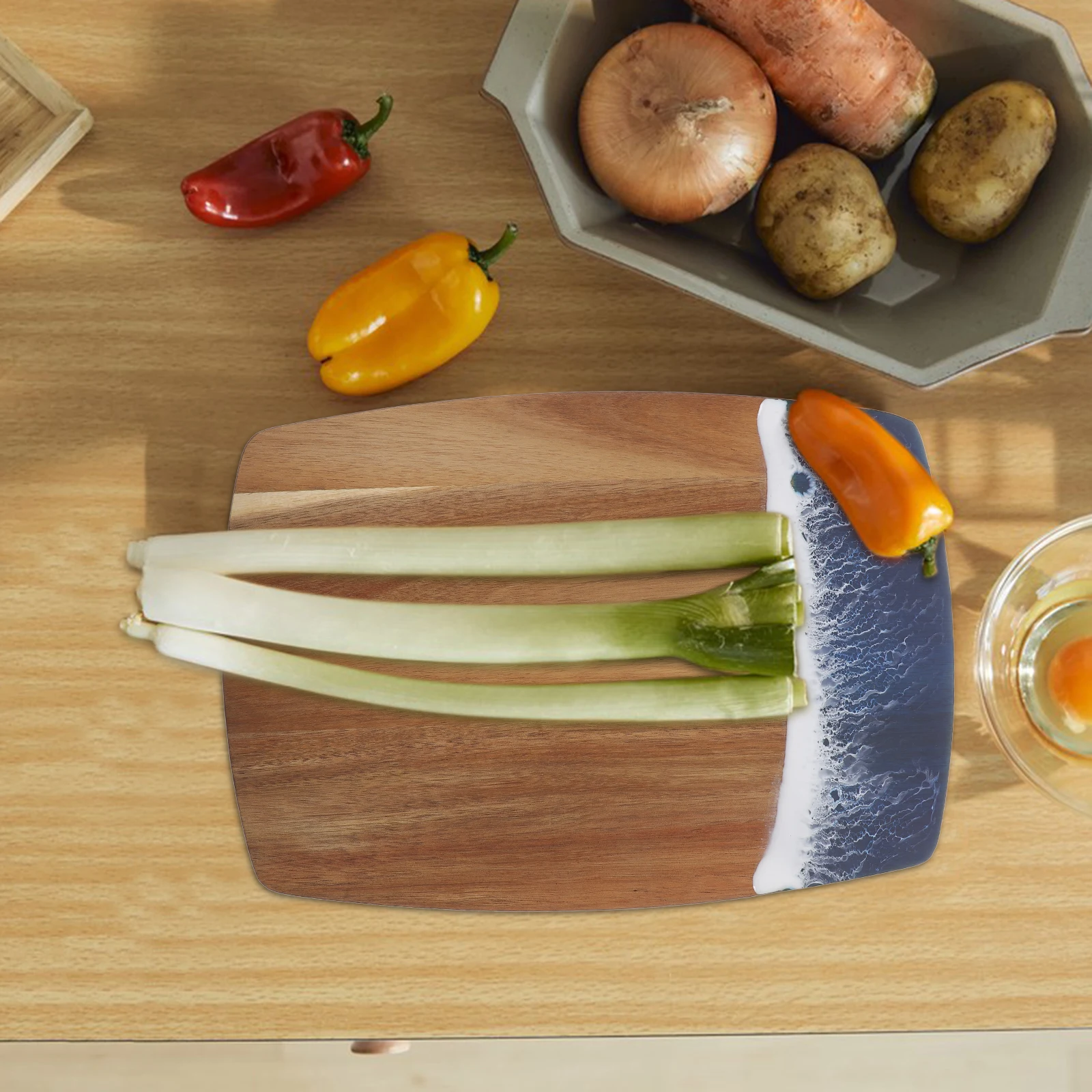 

Resin Cutting Large Acacia Wood Chopping Board for Meat Steak Chicken Pizza Vegetable Cheese Kitchen Countertop Fruit Slicing