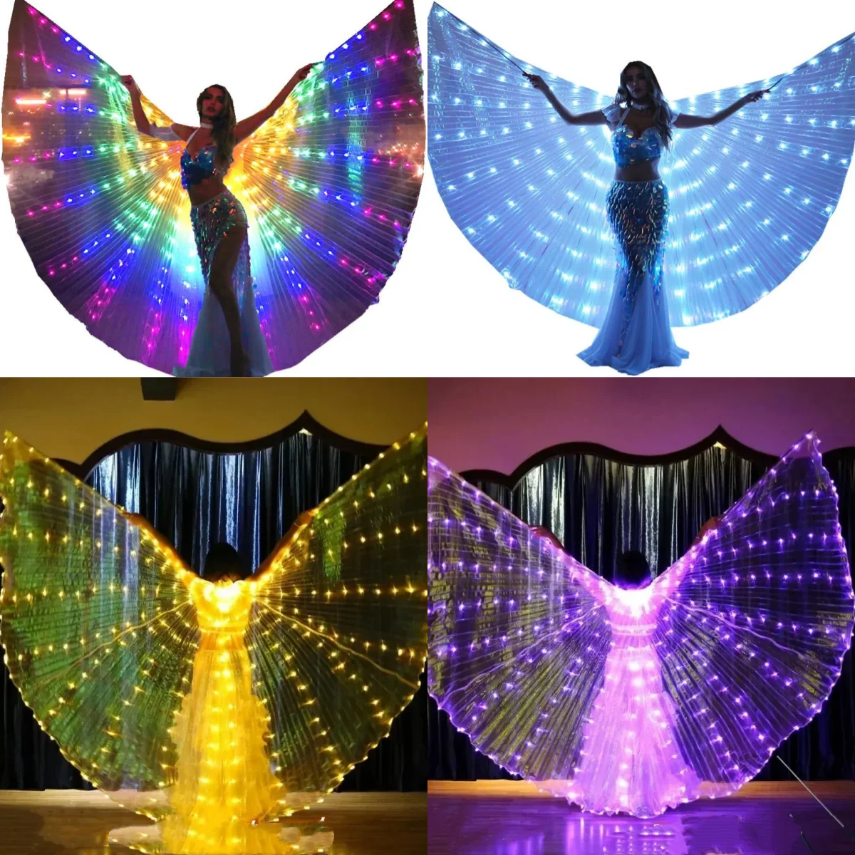 LED Isis Halloween Wing Prop Shining Wings Belly Dance Wings