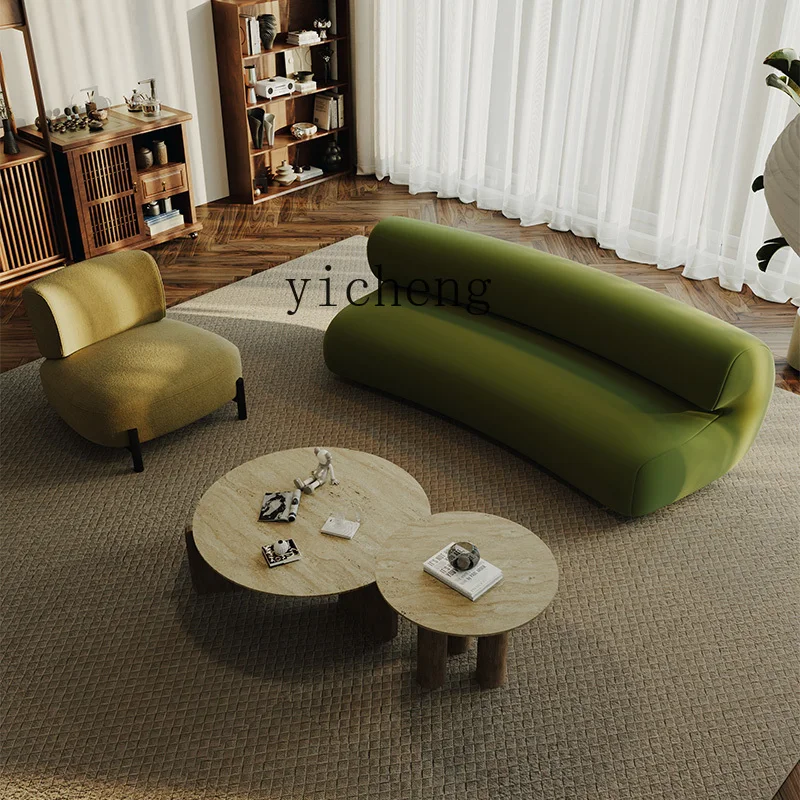SA-17  Olive Green Curved Irregular Sofa Rest Area Reception Clothing Store