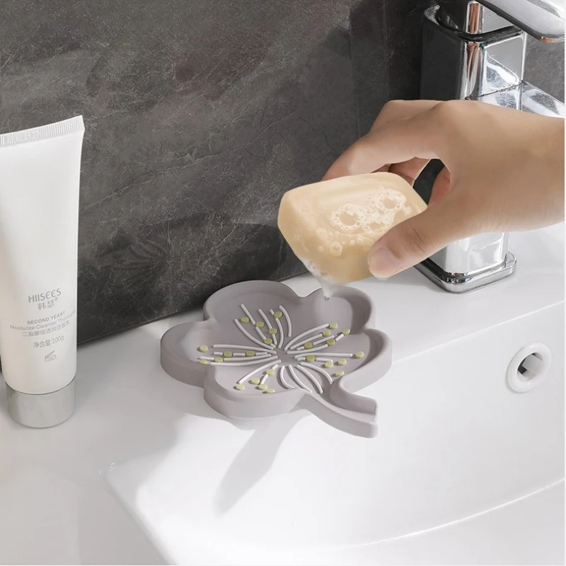 1 قطعة صندوق صابون سيليكون ناعم أطباق صابون الحمام حامل حاوية الصابون ذاتية التصريف لملحقات الحمام