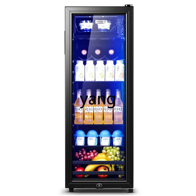 L'm'm-Mini refrigerador transparente para oficina, gabinete refrigerado comercial de una sola Puerta, bebidas de té