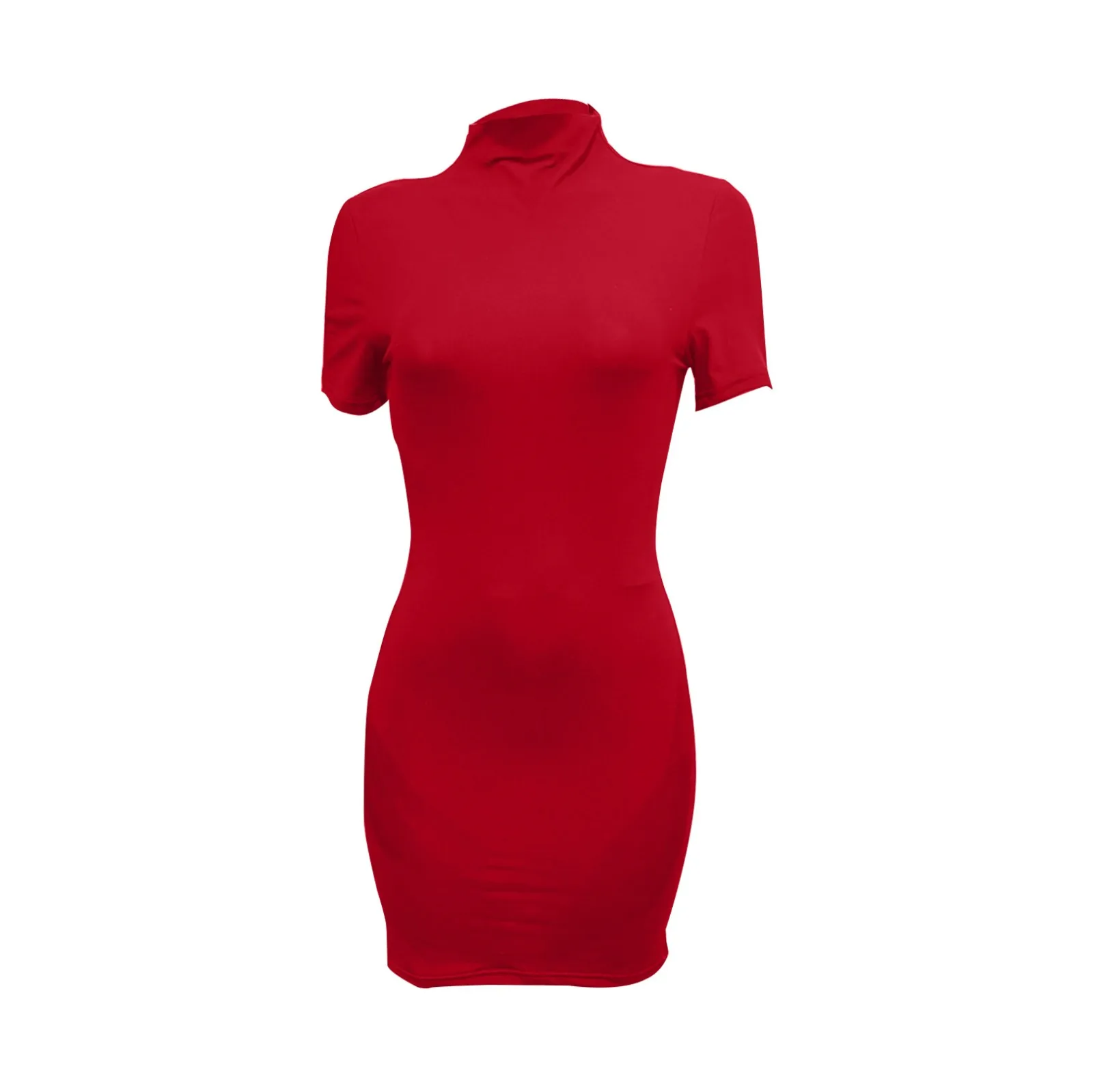 فساتين Bodycon للنساء 2024 رقبة عالية طول الفخذ وأكمام قصيرة مناسبة لعيد الحب للخروج في النادي والتاريخ الليلي