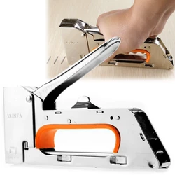 Stainless Steel Manual Staple Gun Furniture Frame Stapler to Hold 1008F Staples Hand Code Nail Gun Woodworking Heavy Duty