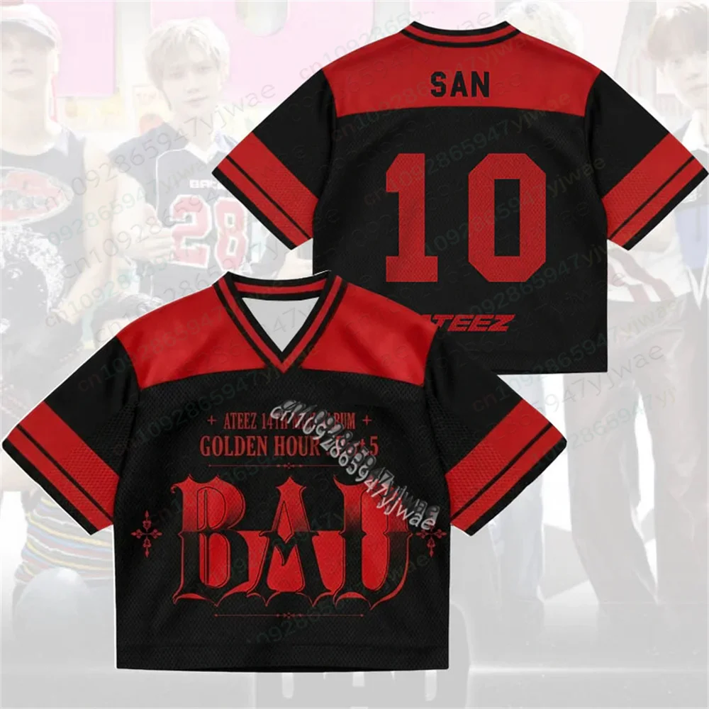 T-shirt ATEEZ - Nouvelle collection - Bad Golden Hour Part 5 - Maillot en maille - Édition Fan - Cadeau - Mode Streetwear Y2K - Haut pour Hommes et Femmes