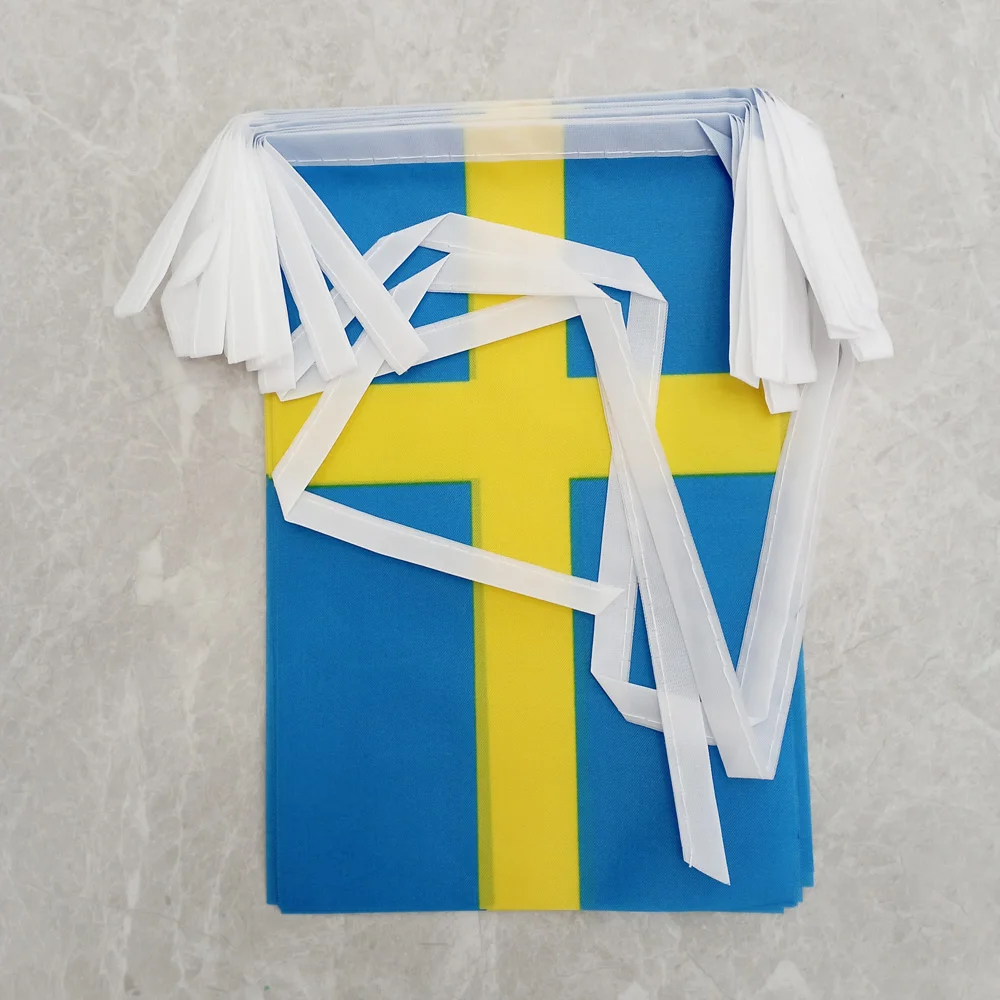 Aerlxemrbrae  5.5m  20pcs/lot  14x21cm   Sweden bunting flags Sweden String  Pennant Banner for Festival Party decoration