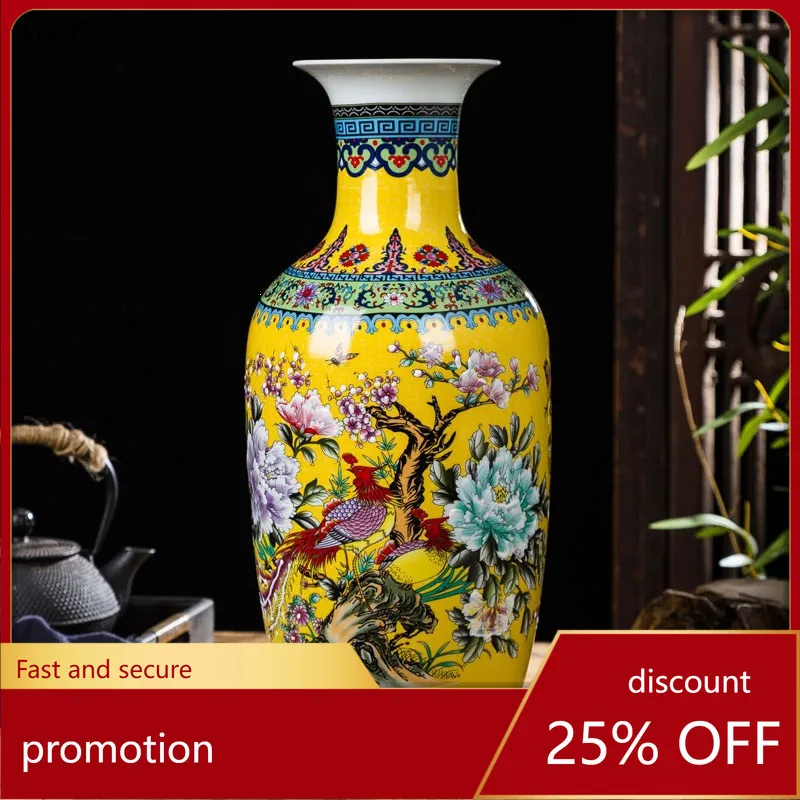 

HXL ceramic living room wine cabinet entrance decoration vase ornament enamel vase
