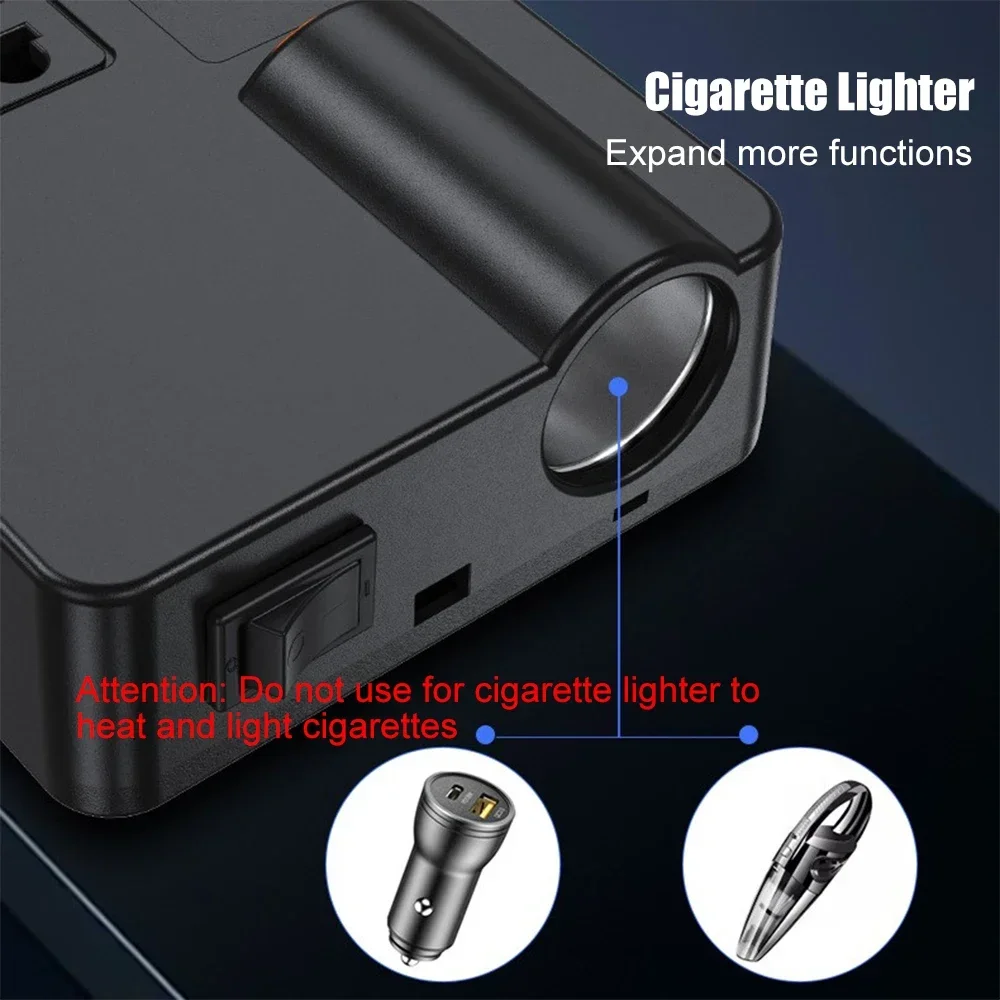 سيارة العاكس محول الطاقة 200 واط تيار مستمر 12 فولت/24 فولت إلى التيار المتناوب 220 فولت محول QC 3.0 USB/PD/Type-C شواحن كشف الجهد تشغيل/إيقاف التبديل