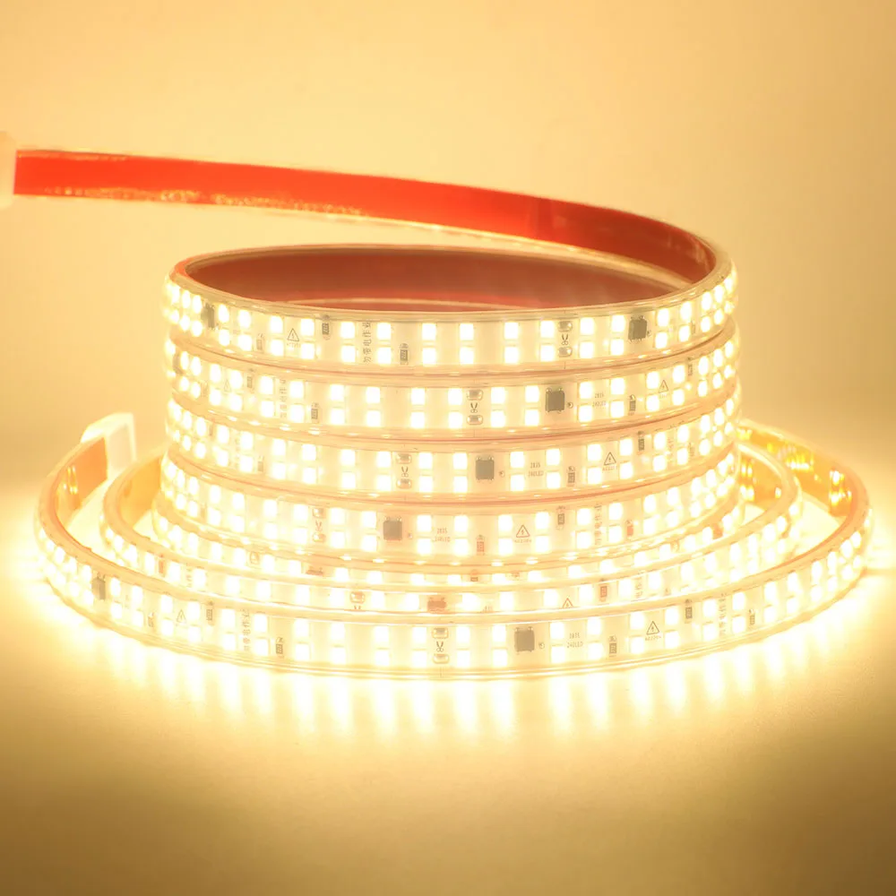 220V LED Light Strip with Switch EU Power Plug 240LEDs/M 2835 Waterproof Flex Ribbon Tape Warm White 0.5M 1M 2M 5M 10m20M 30M