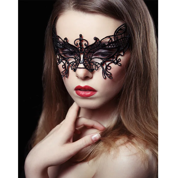 Damen Gothic Spitzenmaske Cosplay Halloween Party Karneval Sexy Damen Kostüme Weihnachten Halbgesicht Tier Rollenspiel Masken Kleid – Detail 7