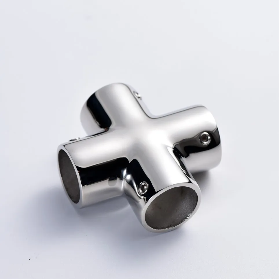 

STT Stainless Steel Handrail Fitting 4 Ways Hardware Accessories Boat Rail Elbow Connector