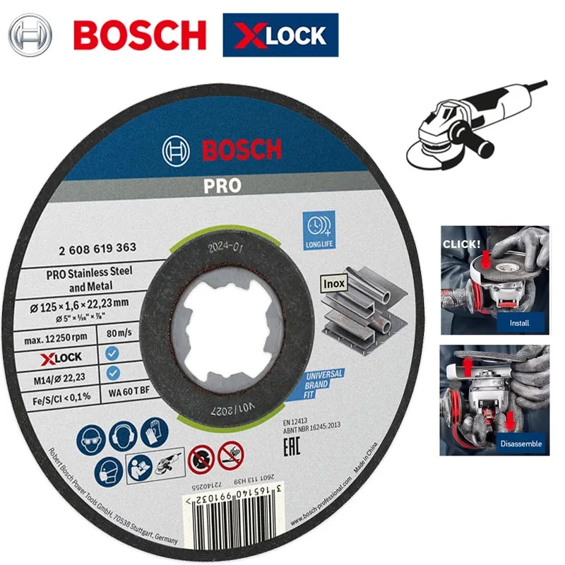 

Bosch Accessory X-Lock Professional Metal Stainless Steel Slicing Tool 125X1.6Mm Compatible with X-Lock System Angle Grinder